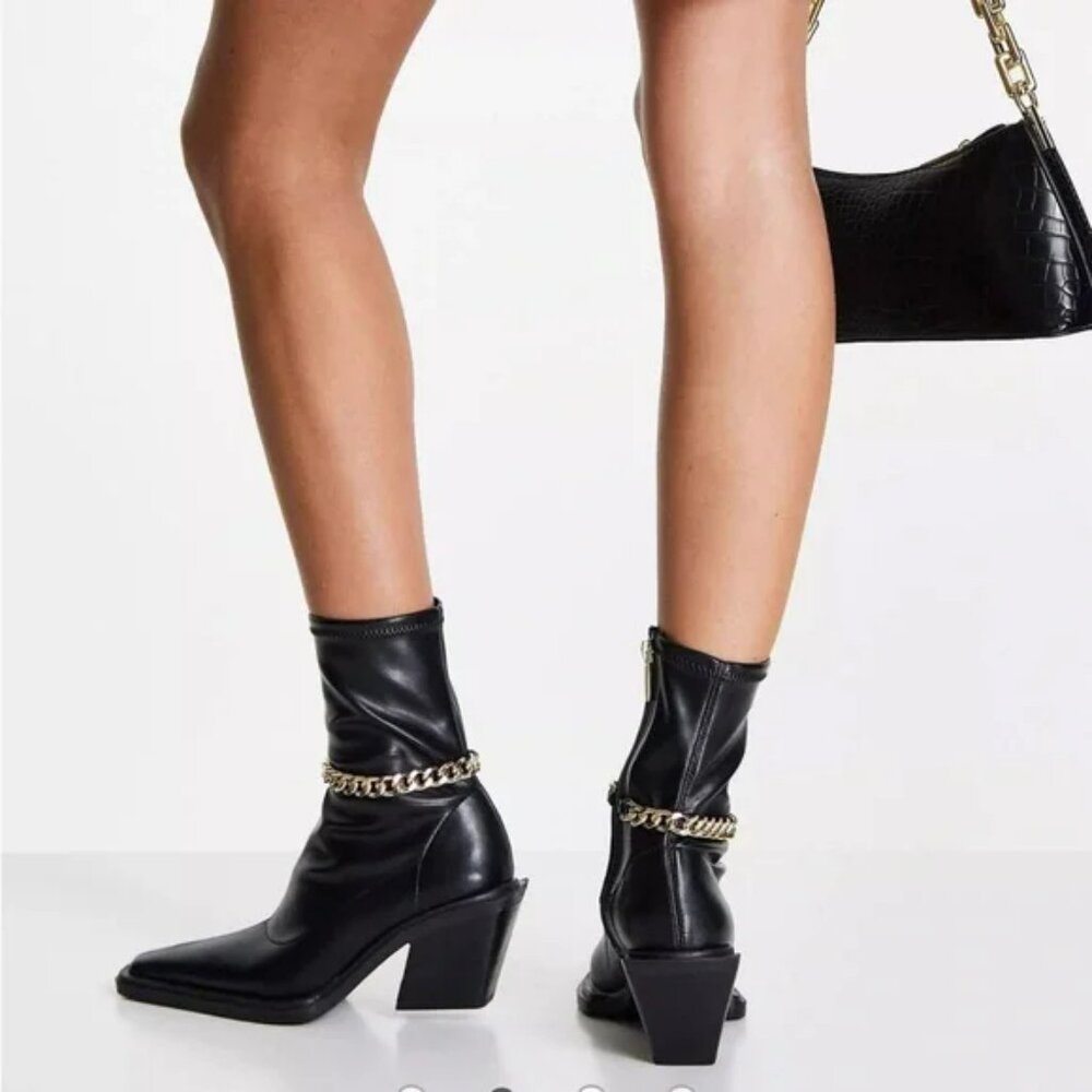 NWOB! ASOS DESIGN Rally WESTERN Boot CHAIN - Picture 3 of 7